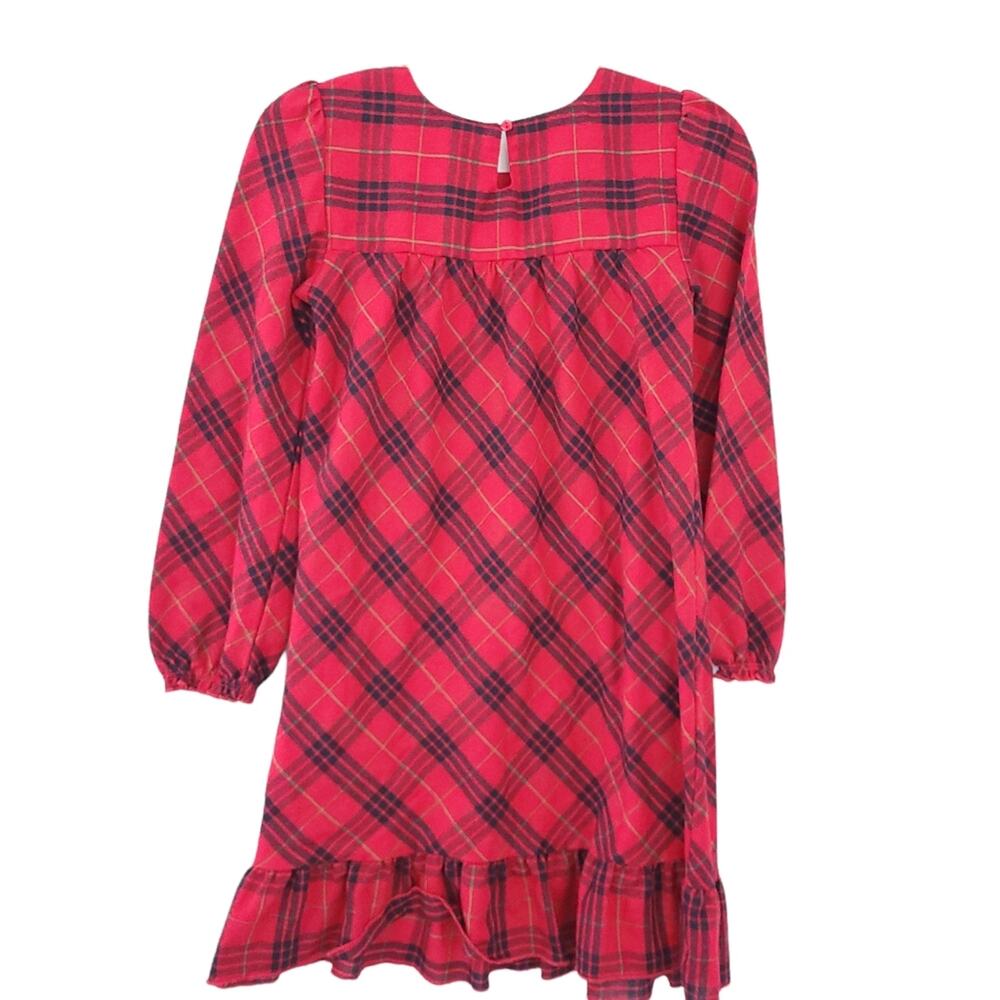 Disney Flannel Pajama Nightgown Sz 9/10 Girl Red Black Plaid Minnie Mouse Japan - Picture 2 of 5